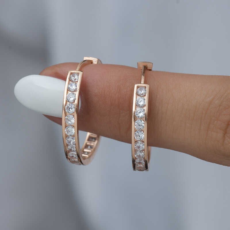 Pendientes de aro con circonitas plateadas para mujer