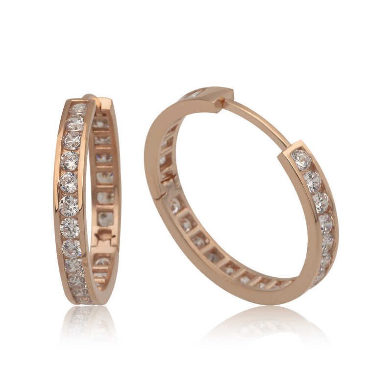 Pendientes de aro con circonitas plateadas para mujer