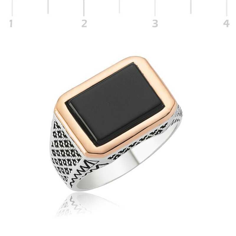 Silver Black Stone Men's Ring