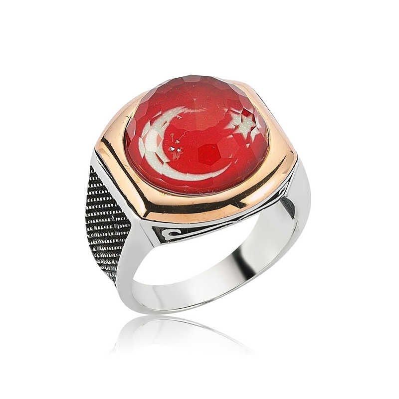 Silver Crescent Star Men's Ring