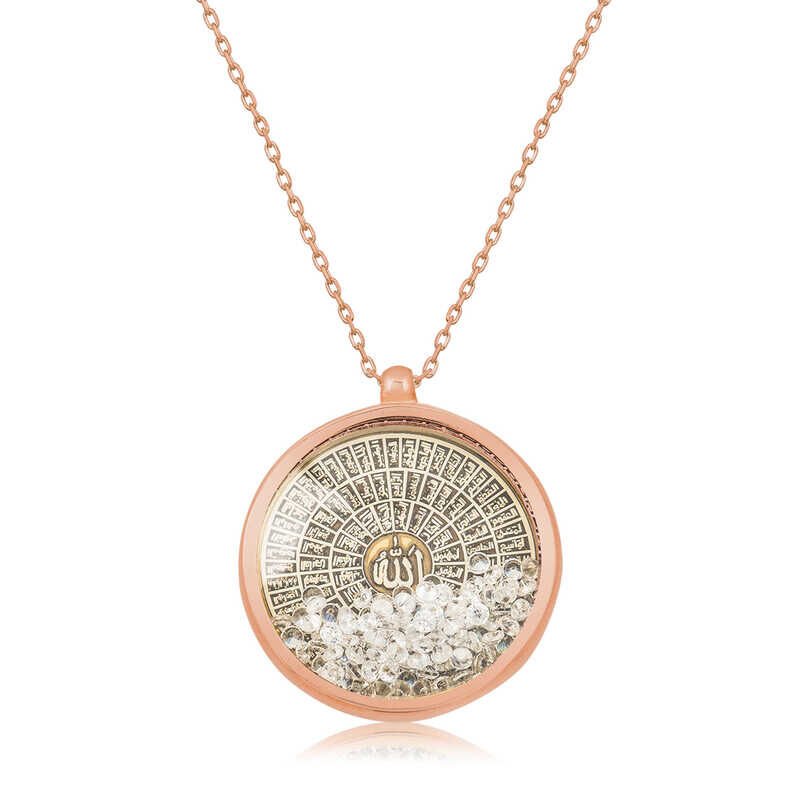Collar de mujer Esmaul Husna de plata rosa