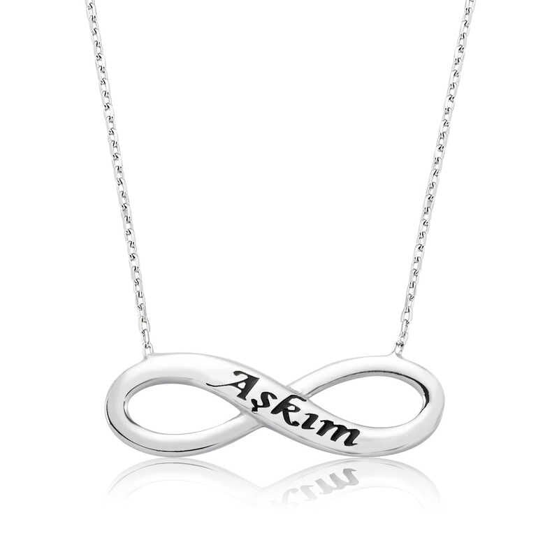 Collar de plata con el infinito escrito "Mi amor" para mujer