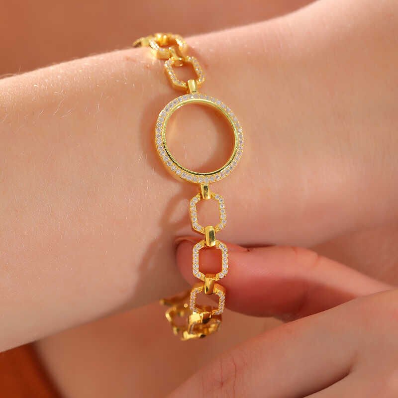 Gold Plated Women's Bracelet with Silver Quarter Attachment