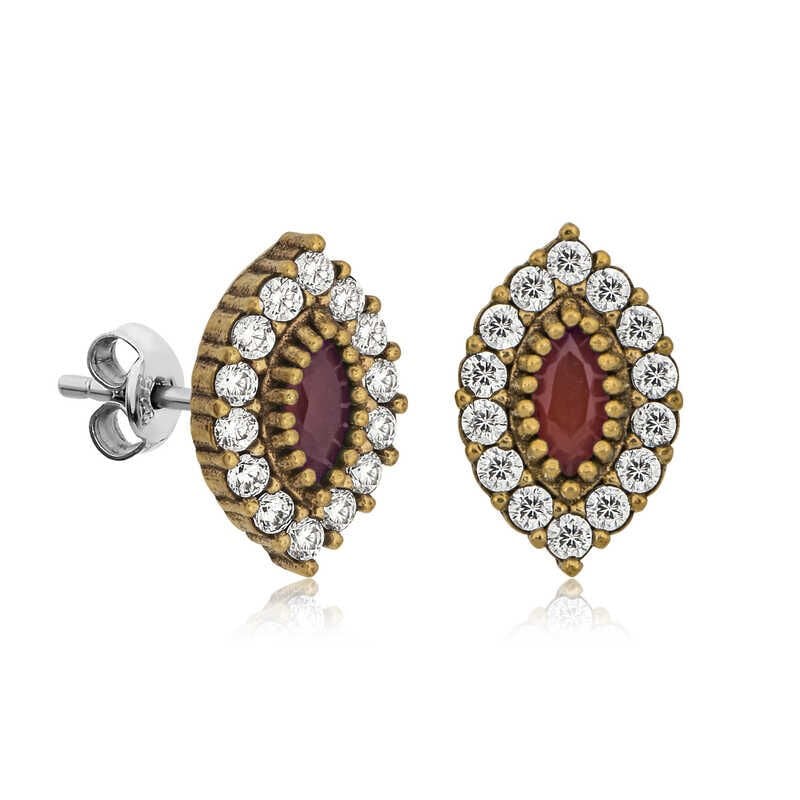 Silver Authentic Shuttle Stud Women's Earrings