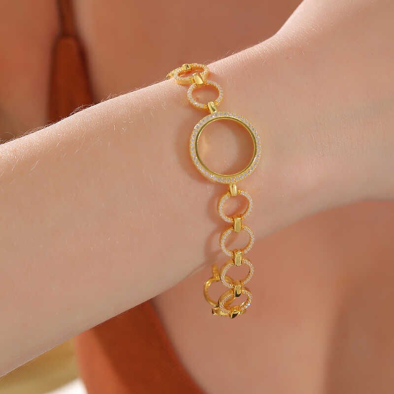 Gold Plated Women's Bracelet with Silver Quarter Attachment
