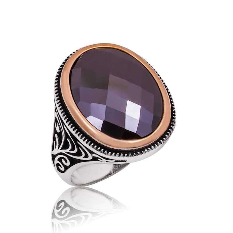 Silver Black Stone Men's Ring