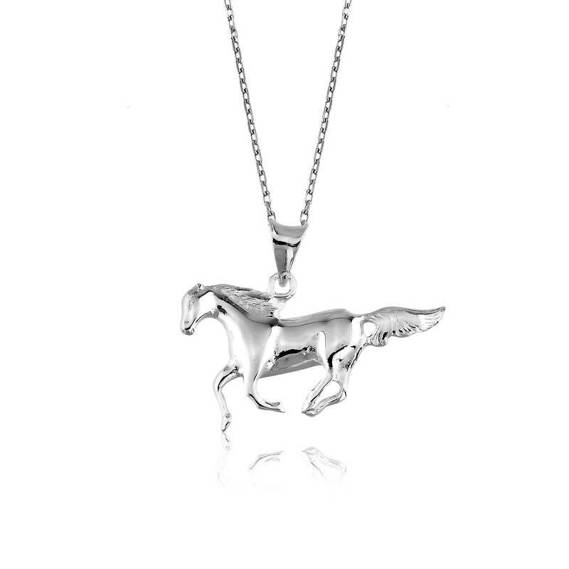 Collar de caballo corriendo de plata