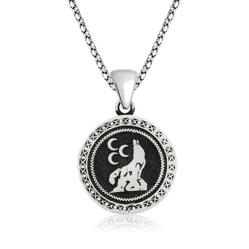 Collar de lobo de tres medias lunas de plata