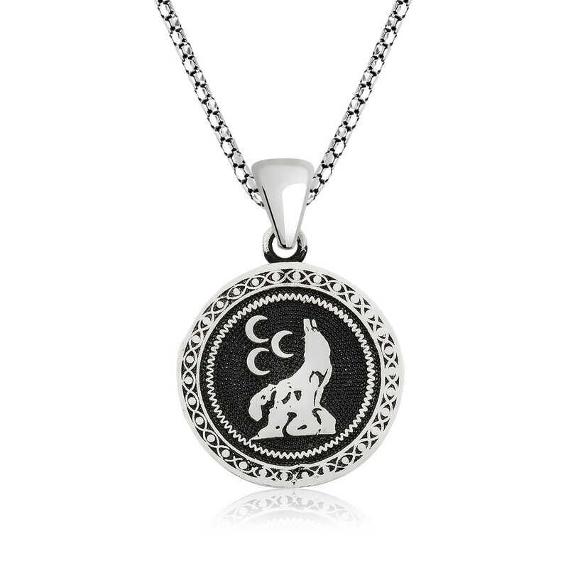 Collar de lobo de tres medias lunas de plata