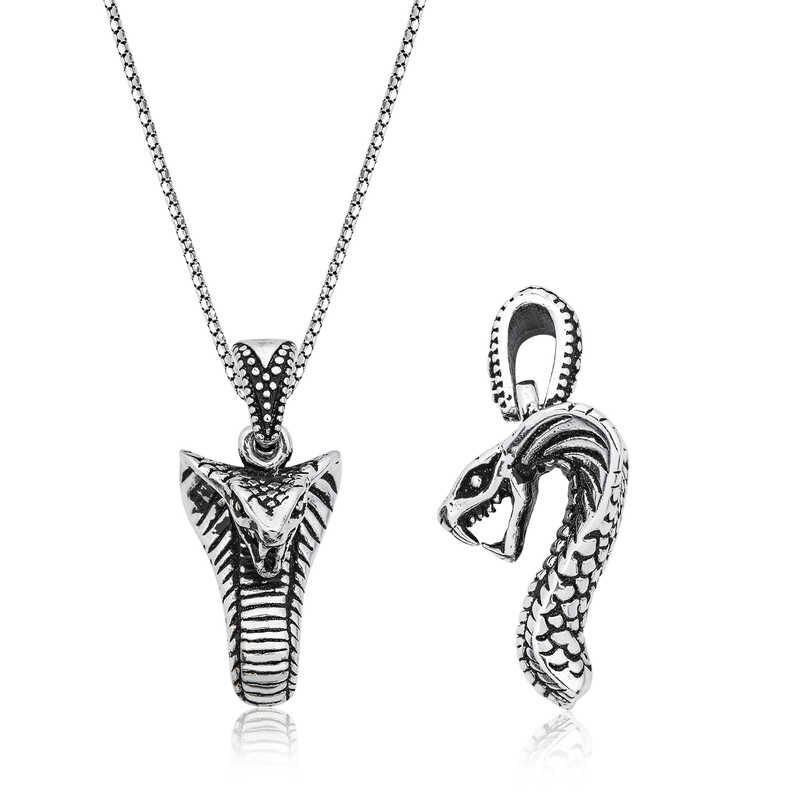 Silver Snake Men's Necklace