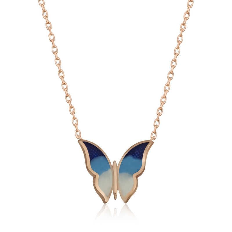 Silver Rose Minimal Butterfly Women's Necklace
