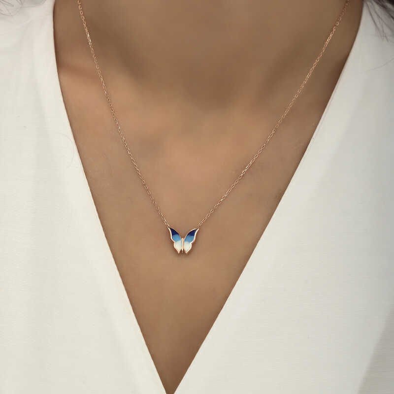 Silver Rose Minimal Butterfly Women's Necklace