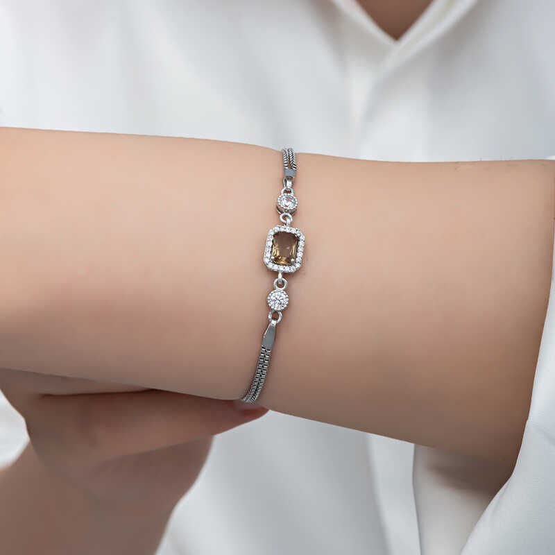 Silver Square Zultanite Stone Women's Bracelet