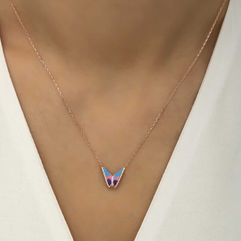Silver Rose Minimal Butterfly Women's Necklace
