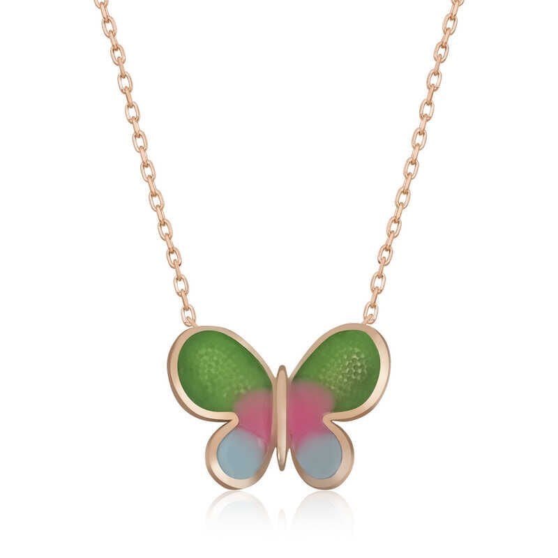 Silver Rose Minimal Butterfly Women's Necklace