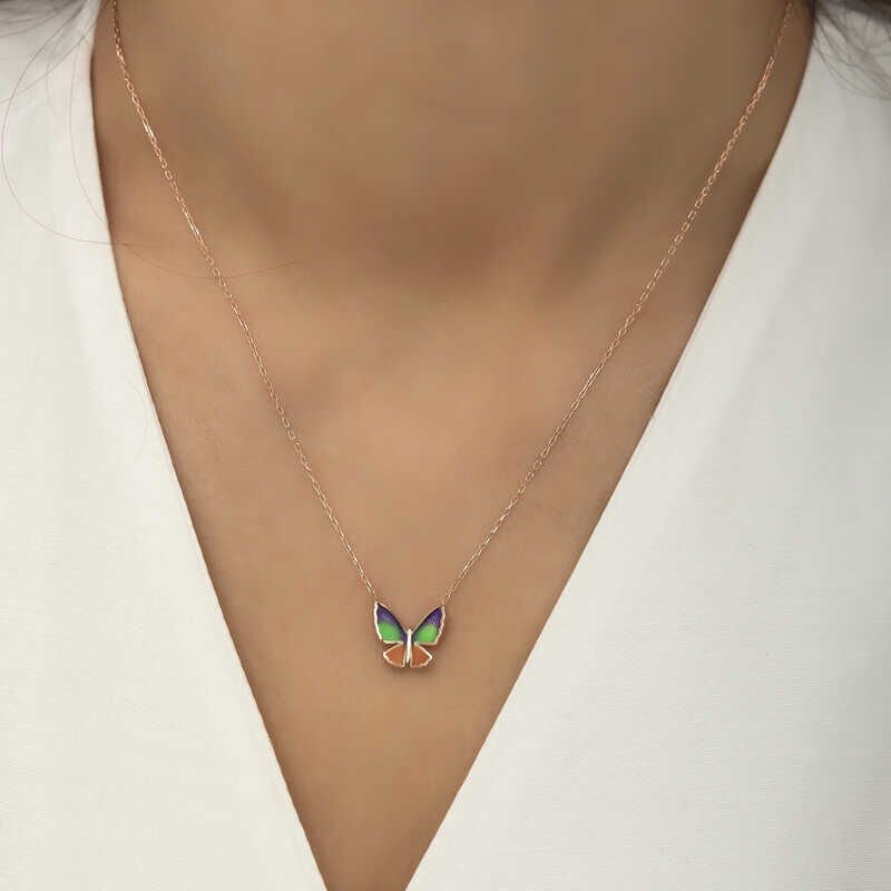 Silver Rose Minimal Butterfly Women's Necklace