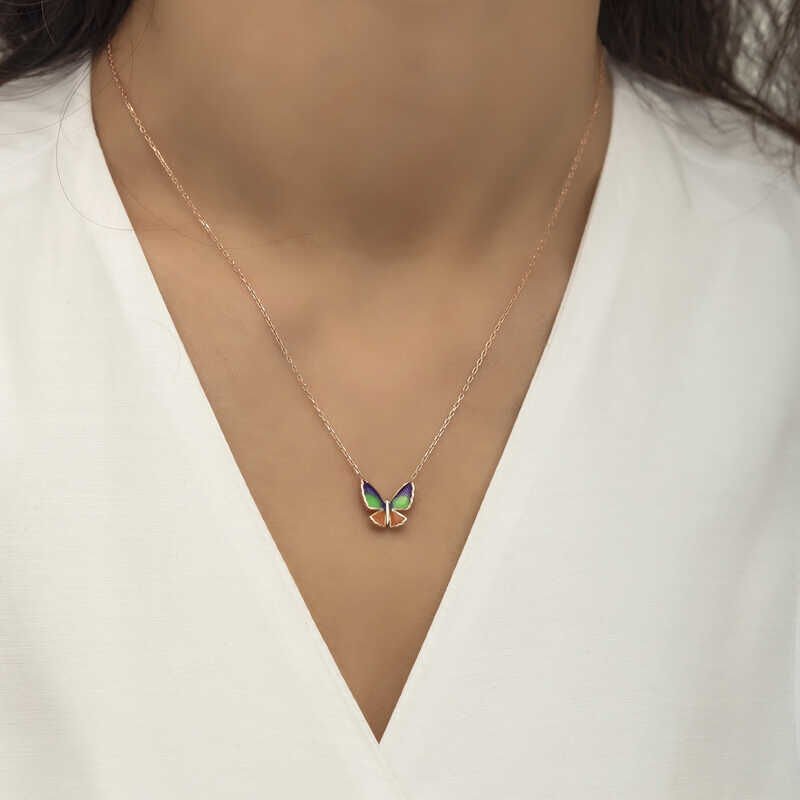 Silver Rose Minimal Butterfly Women's Necklace