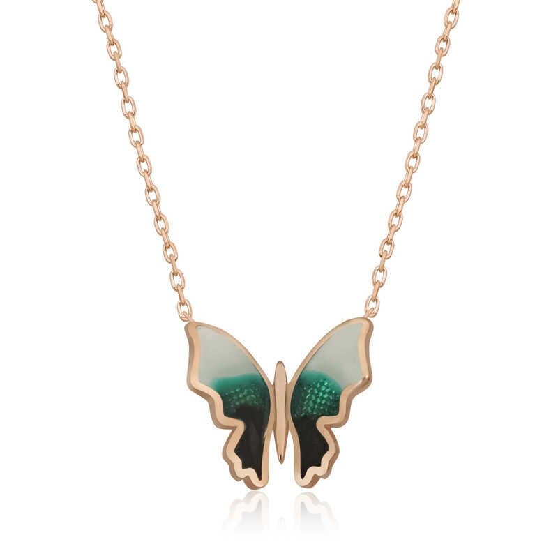 Silver Rose Minimal Butterfly Women's Necklace