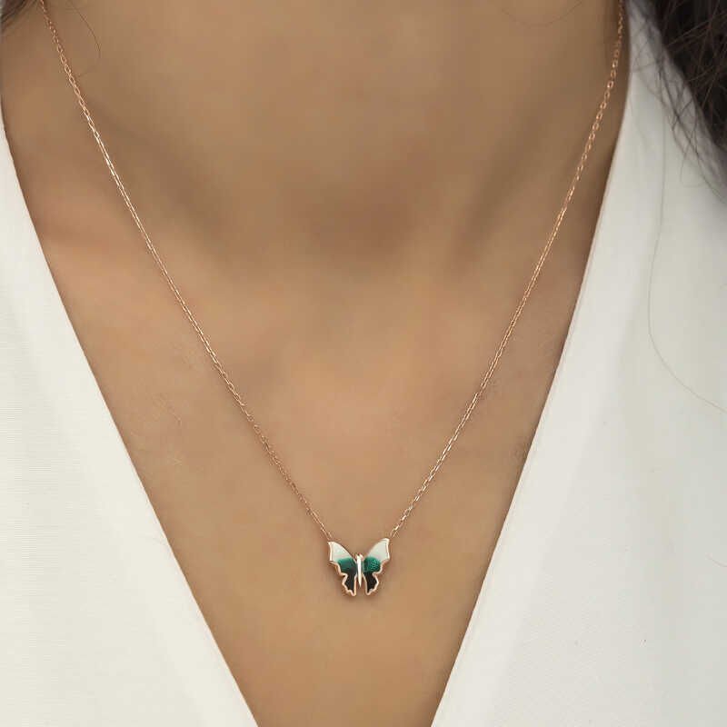 Silver Rose Minimal Butterfly Women's Necklace