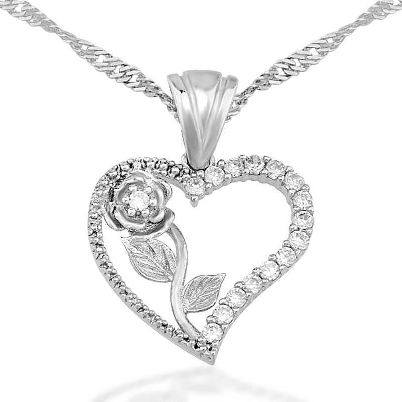Collar de plata Rosa de mi corazón para mujer