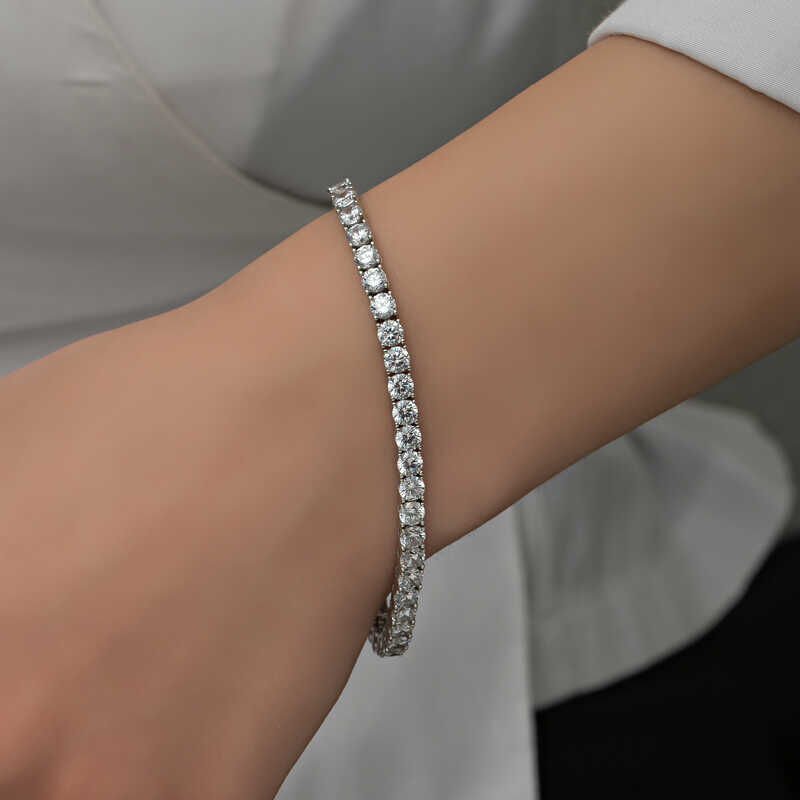 Silver 6 mm White Stone Waterway Women's Bracelet
