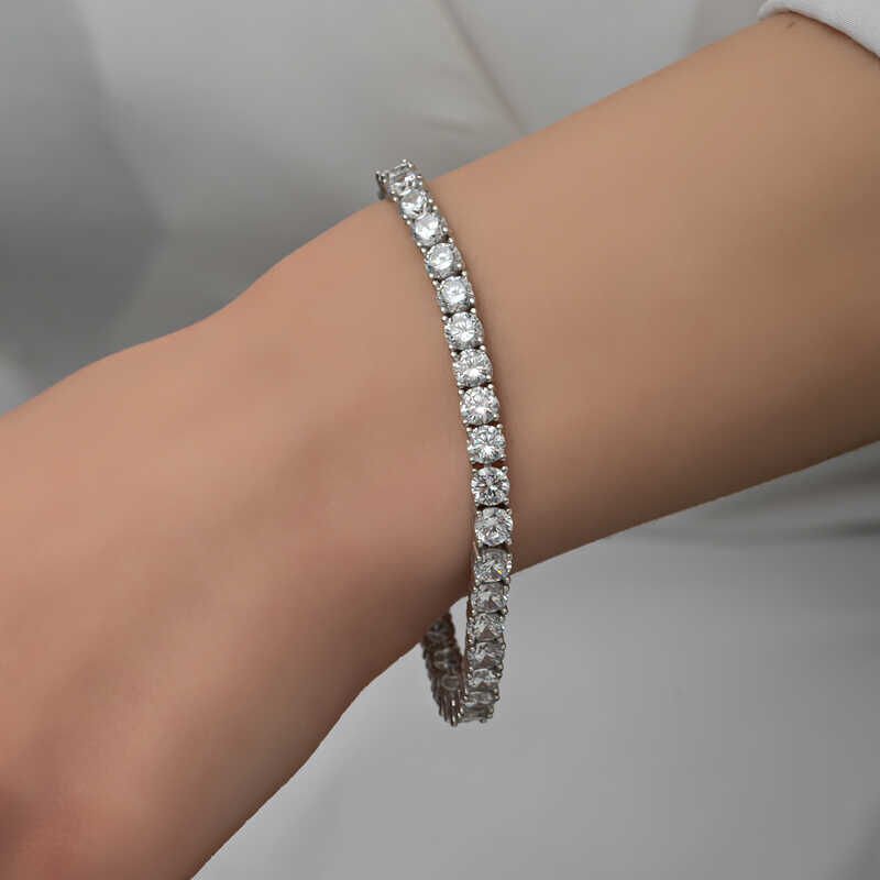 Silver 6 mm White Stone Waterway Women's Bracelet