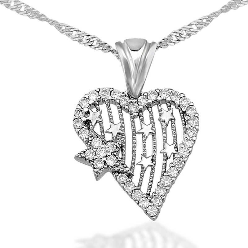 Silver Heart Star Women's Necklace