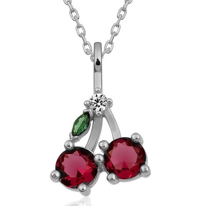 Silver Cherry Figured Fruit Women's Necklace