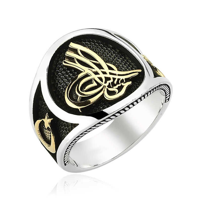 Anillo de plata Tughra para hombre
