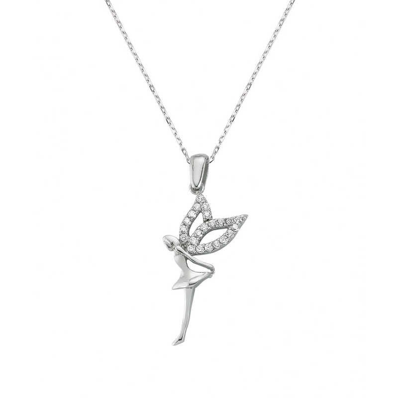 Collar de ángel de plata para mujer