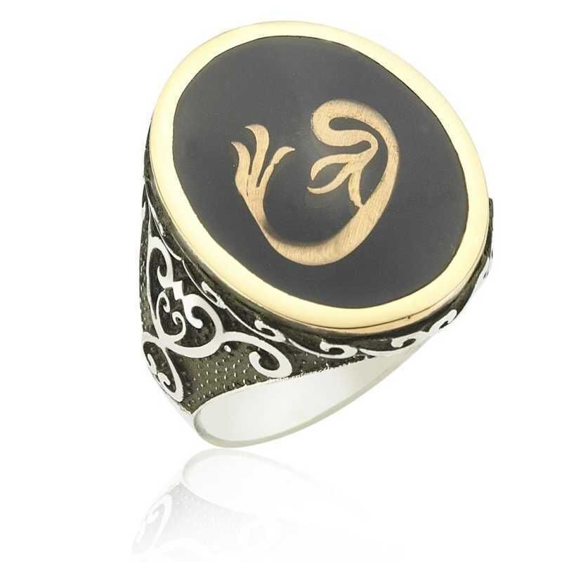 Silver Vav Letter Men's Ring