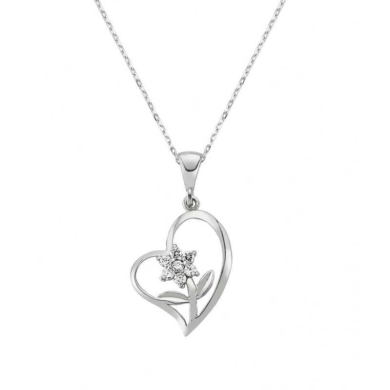 Silver Flower of My Heart Women's Necklace