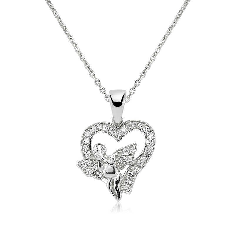 Silver Angel Heart Women's Necklace