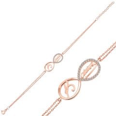Silver Rose Kemal Atatürk Infinity Women's Bracelet