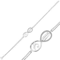 Silver Kemal Ataturk Infinity Women's Bracelet
