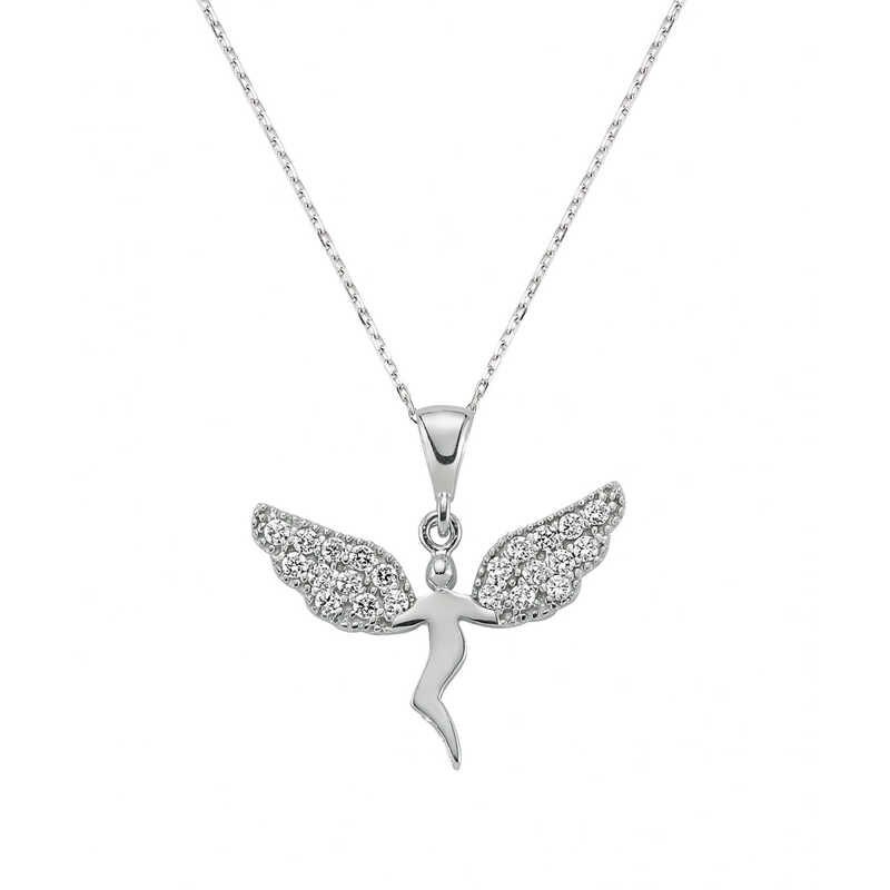 Collar de ángel de plata para mujer