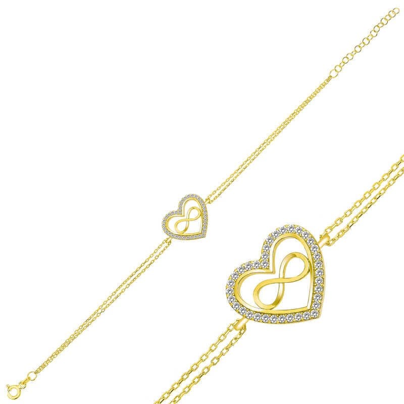 Pulsera de plata y oro con corazón infinito para mujer