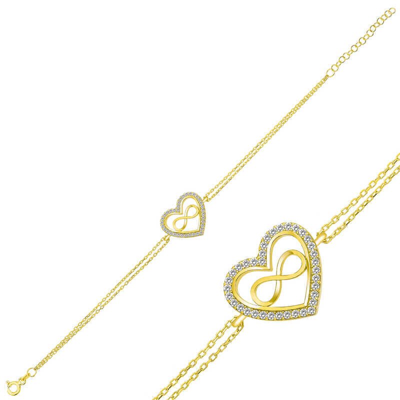 Pulsera de plata y oro con corazón infinito para mujer
