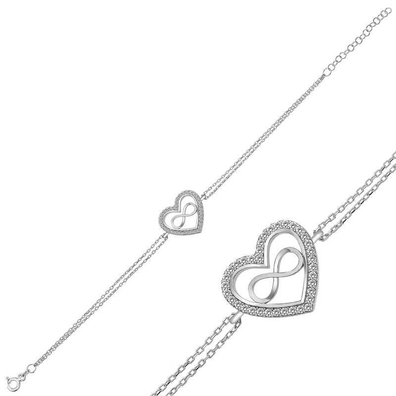 Silver Heart Infinity Women's Bracelet
