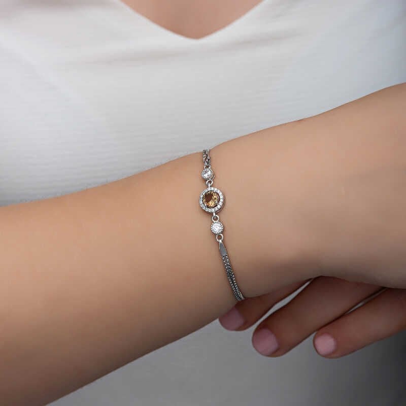 Silver Round Zultanite Stone Women's Bracelet