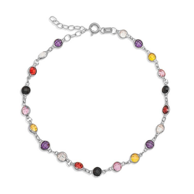 Silver Color Stone Women's Anklet