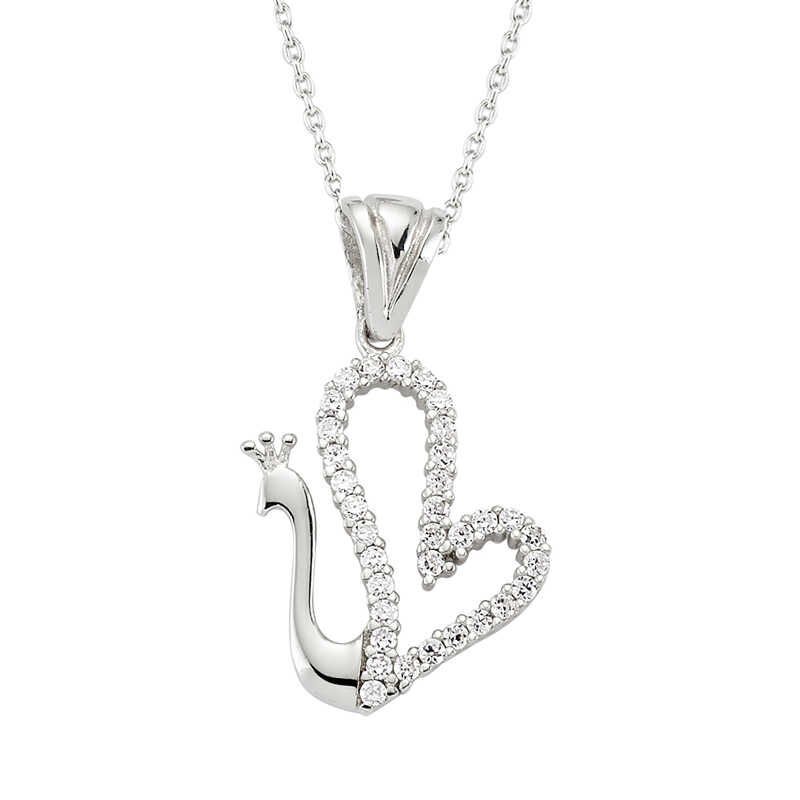 Collar de cisne con corazón de plata para mujer