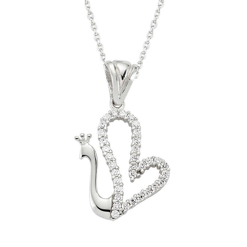 Collar de cisne con corazón de plata para mujer