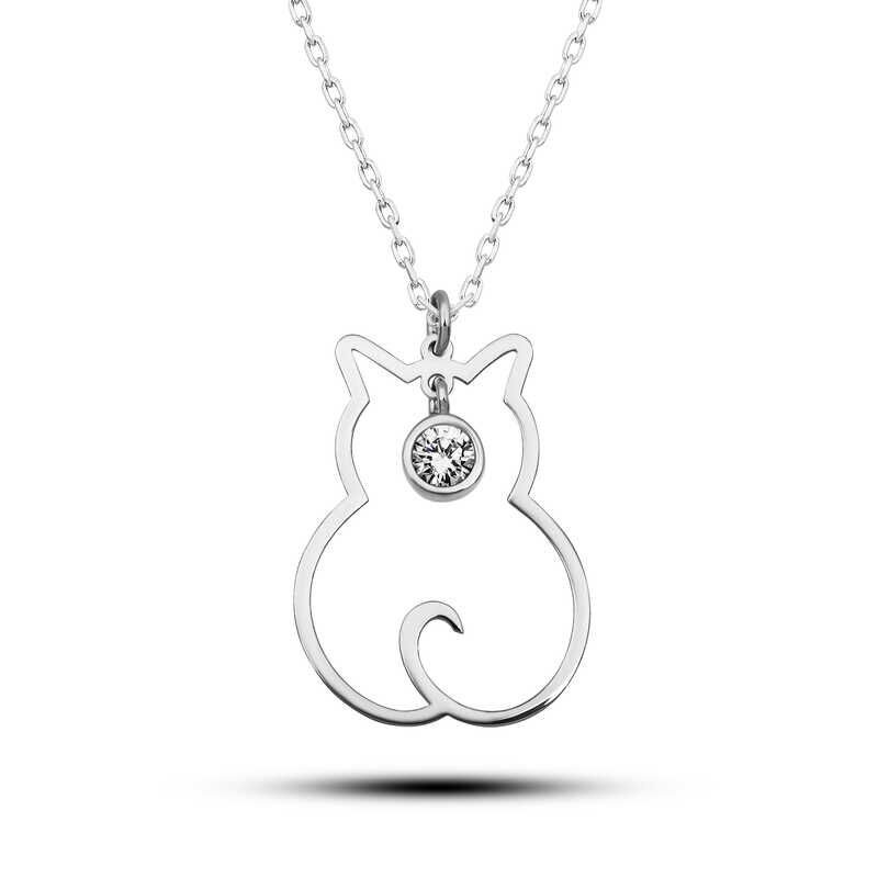 Silver April Birthstone Catwoman Necklace