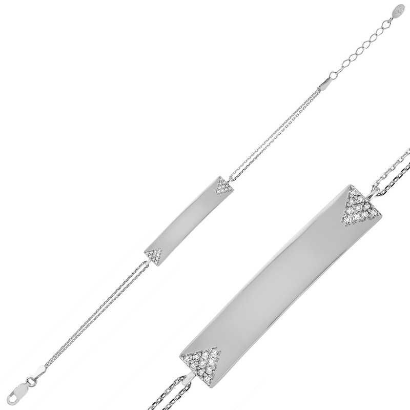 Silver Name Plate Women's Bracelet