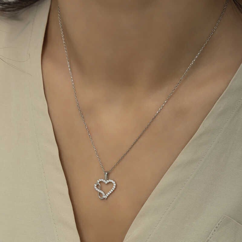 Silver Heart Infinity Women's Necklace