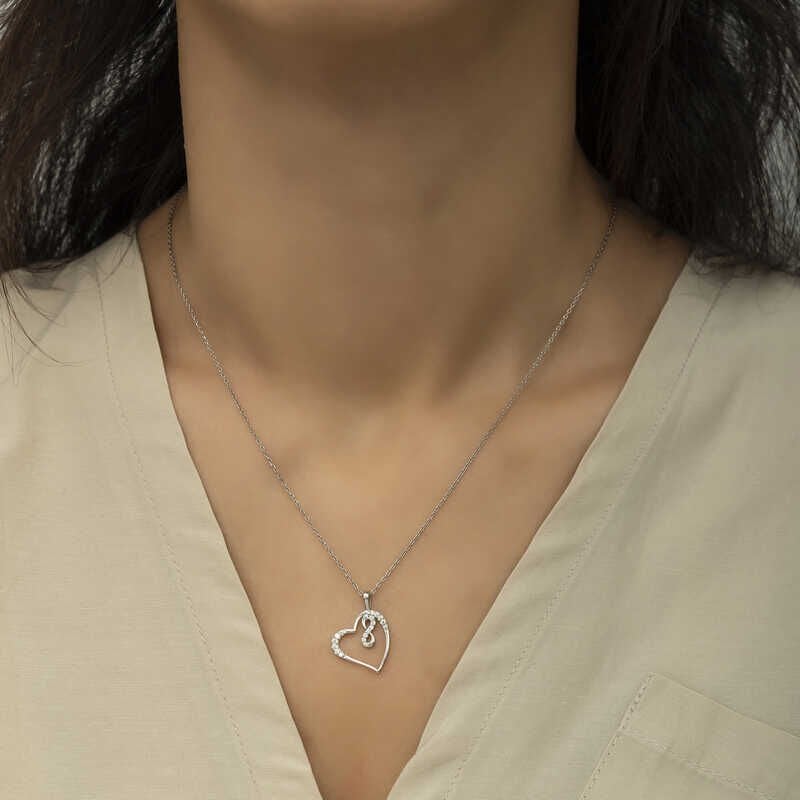 Silver Heart Infinity Women's Necklace