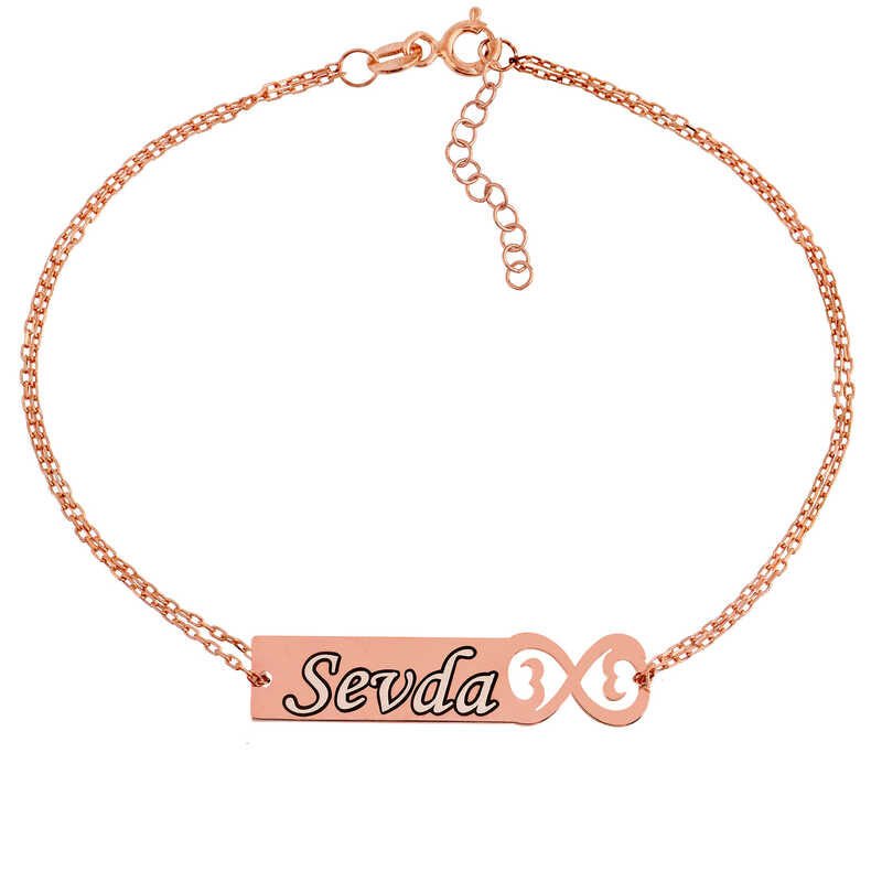 Silver Rose Personalized Infinity Named Women's Bracelet
