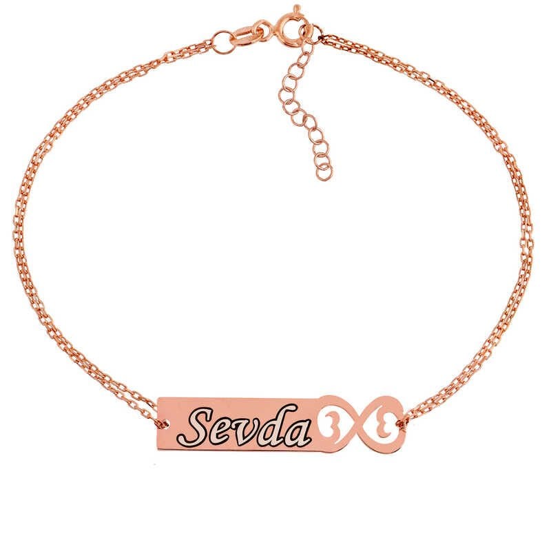 Silver Rose Personalized Infinity Named Women's Bracelet