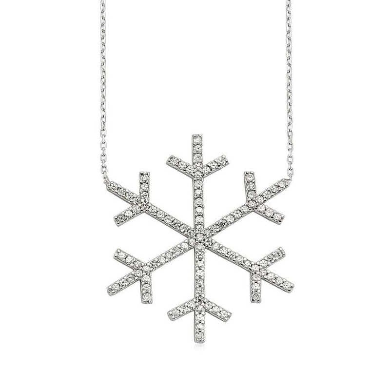 Collar de copo de nieve de plata para mujer